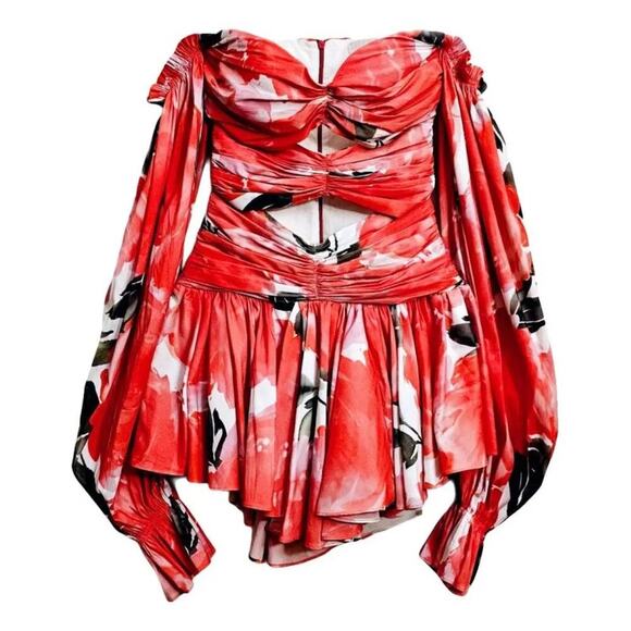 Gigii’s Hestia Off Shoulder Cutout Floral Mini Dress RARE NWT XS - Picture 3 of 6